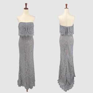 Jarlo All Over Lace Bandeau Strapless Maxi Dress XS / Small
